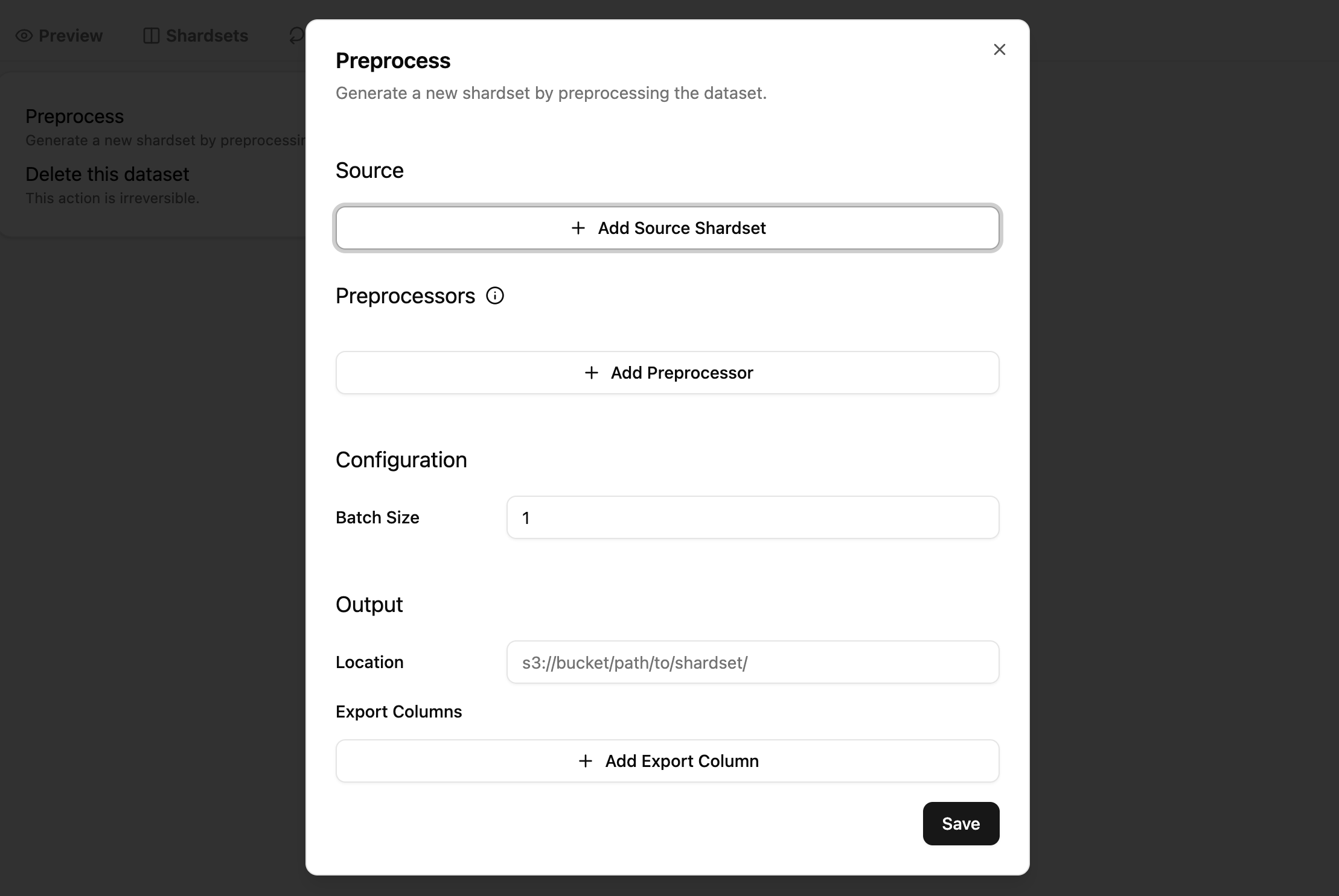Preprocess dataset