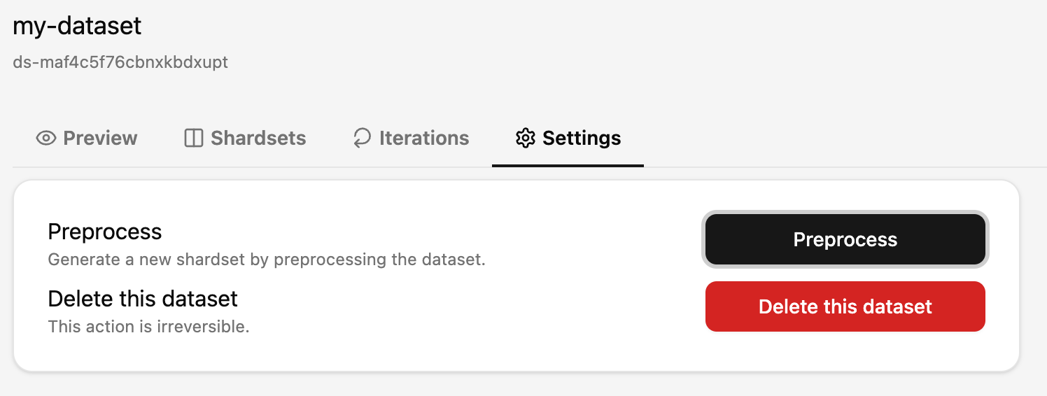 Dataset settings